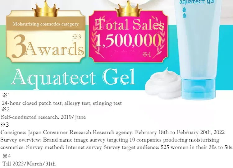 Winner of 3 awards in the moisturizing cosmetics category, Aquatect Gel